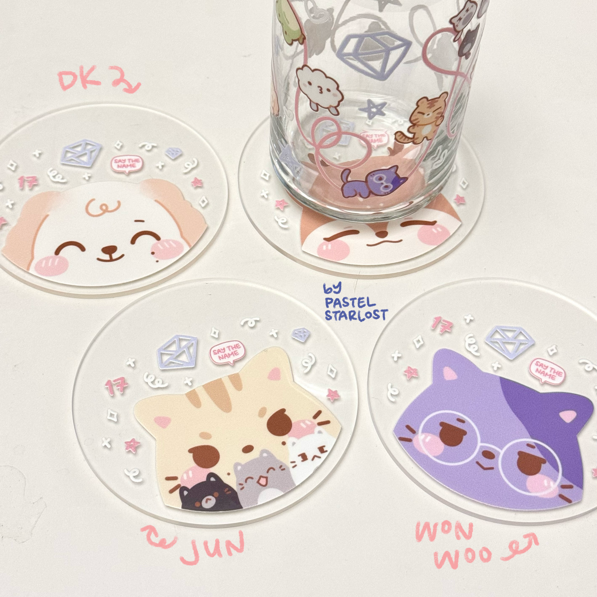 Seventeen Acrylic Coasters – pastelstarlost Seventeen Acrylic Coasters – pastelstarlost
