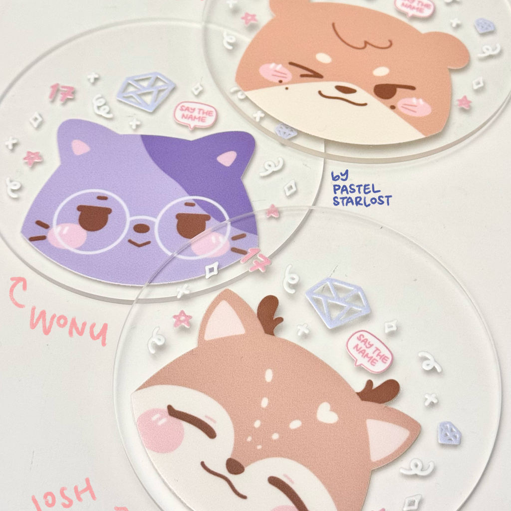 Seventeen Acrylic Coasters – pastelstarlost Seventeen Acrylic Coasters – pastelstarlost